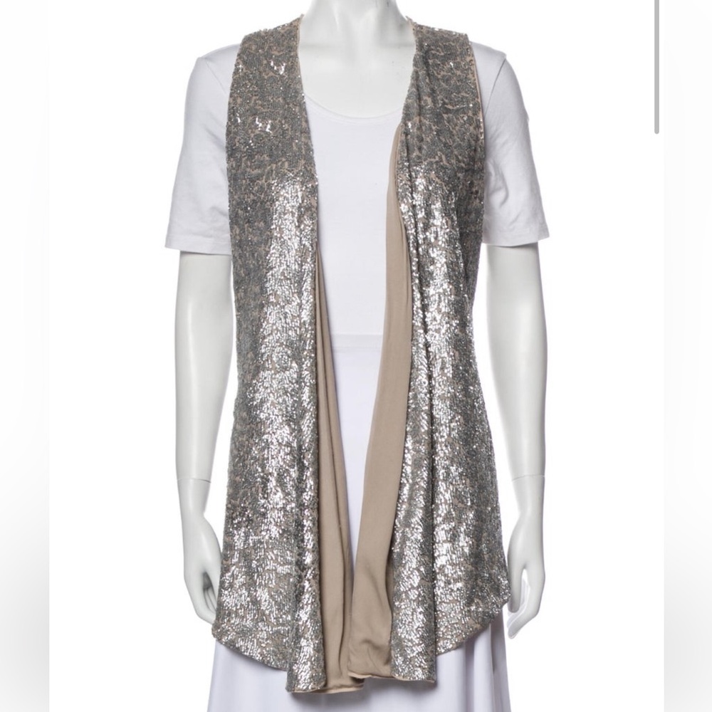 Alice + Olivia Silver Sequin Vest